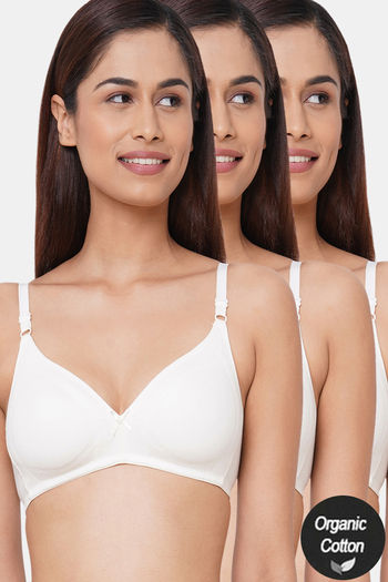 Buy Inner Sense Organic Cotton Antimicrobial Seamless Bra with Supportive  Stitch - White Online