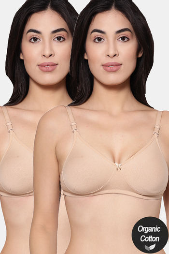 Buy InnerSense Organic Cotton Anti Microbial Backless Non-Padded Seamless  Bra (Pack Of 2) - Skin at Rs.1221 online