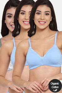 Buy InnerSense Organic Cotton Anti Microbial Padded Bra (Pack Of 3) - Assorted