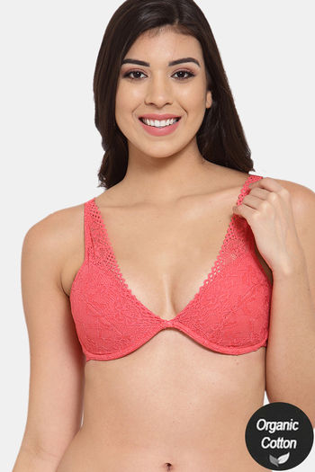 Buy InnerSense Organic Cotton Anti Microbial Laced Cushioned Padded Underwired Bra - Assorted