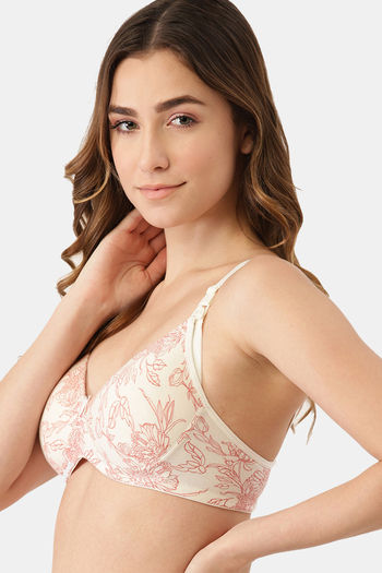 Buy InnerSense Bamboo Cotton Padded Non-Wired Full Coverage Maternity / Nursing  Bra - Carrot Print at Rs.863 online