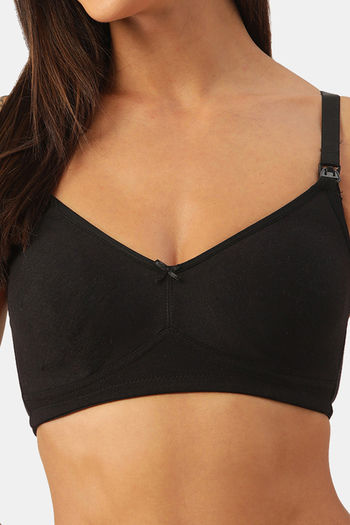 Buy InnerSense Bamboo Cotton Padded Non-Wired Full Coverage Maternity / Nursing  Bra (Pack of 2) - Black at Rs.1707 online