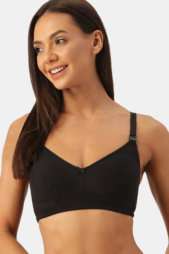 Buy InnerSense Bamboo Cotton Padded Non-Wired Full Coverage Maternity / Nursing  Bra (Pack of 3) - Black at Rs.2365 online