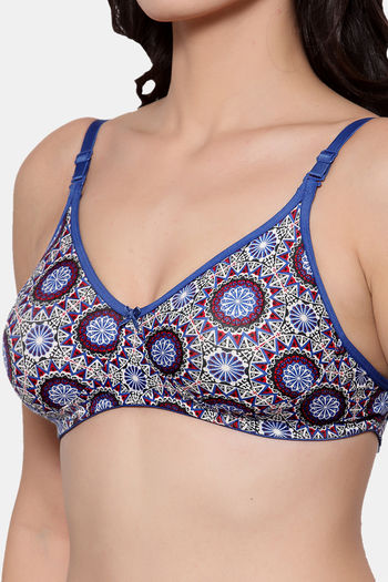 Buy InnerSense Bamboo Cotton Double Layered Non-Wired Full Coverage T-Shirt  Bra (Pack of 2) - Blue Print Blue Print at Rs.1221 online