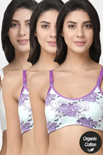 Buy InnerSense Double Layered Non Wired Full Coverage Maternity / Nursing  Bra (Pack of 3) - Assorted at Rs.2176 online