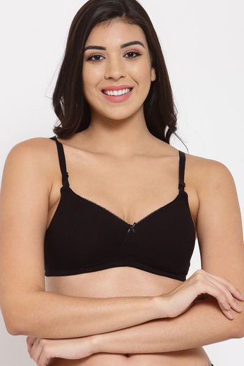 Non wired bra, Butterfly, Organic cotton, Black