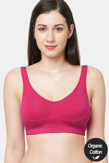 Buy Komli Double Layered Non Wired Full Coverage T-Shirt Bra - Red