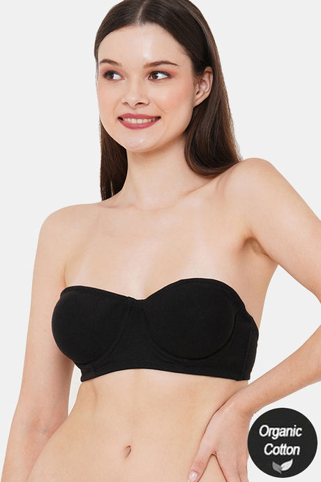 InnerSense Double Layered Wired Medium Coverage Strapless Bra - Black