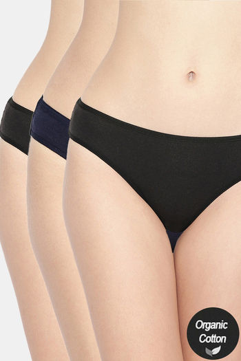 Buy InnerSense Anti Microbial Medium Rise Full Coverage Bikini Panty (Pack of 3) - Multicolor