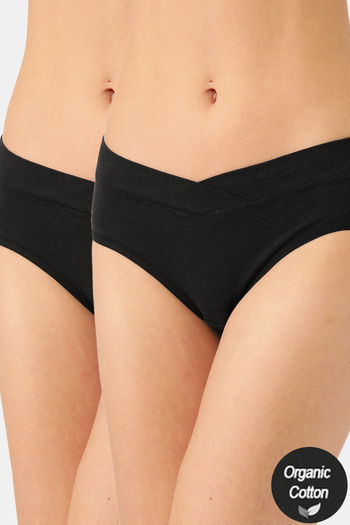 Buy InnerSense Medium Rise Full Coverage Bikini Panty (Pack of 2) - Black