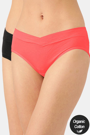 Buy InnerSense Anti Microbial Medium Rise Full Coverage Bikini Panty (Pack of 2) - Pink Black