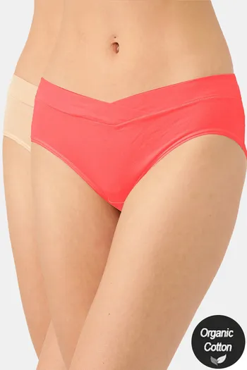 Buy InnerSense Anti Microbial Medium Rise Full Coverage Bikini Panty (Pack of 2) - Pink Skin