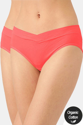 Buy InnerSense Anti Microbial Medium Rise Full Coverage Bikini Panty (Pack of 2) - Pink