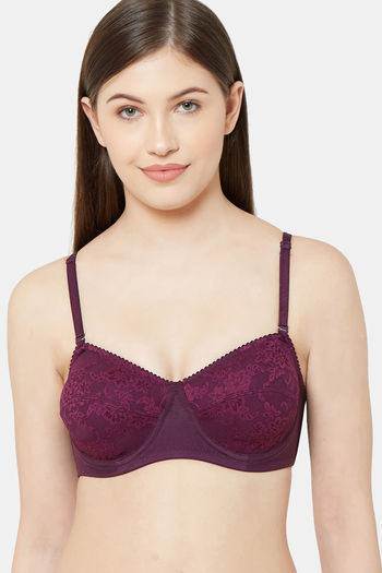 Buy Rosaline Everyday Single Layered Non Wired 3/4th Coverage Sheer Lace  Bra - Anthracite at Rs.599 online