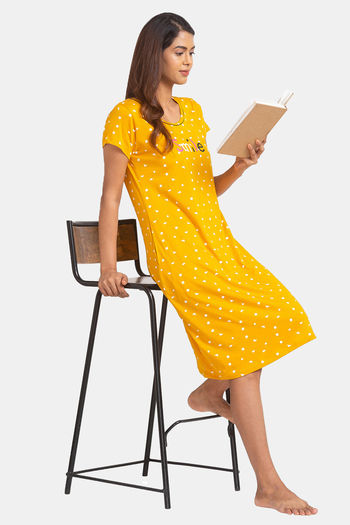 Buy Juliet Cotton Mid Length Nightdress - Yellow at Rs.1199 online