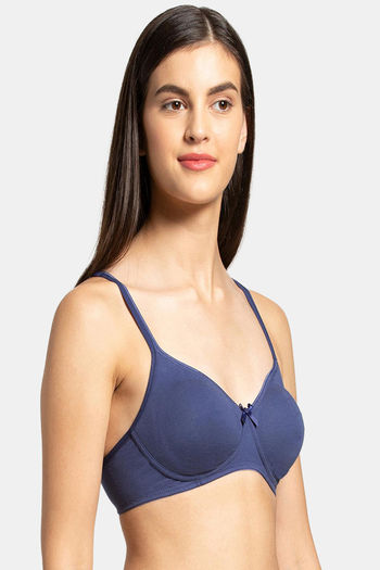Jockey Single Layered Non-Wired Medium Coverage T-Shirt Bra Deep Cobalt  Blue