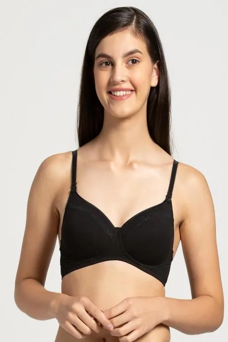 Buy Jockey Padded Non-Wired 3/4Th Coverage T-Shirt Bra - Black at Rs.799  online