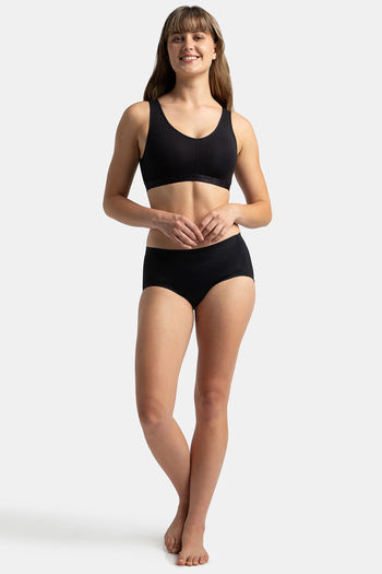 Buy Jockey ES04 Wirefree Padded Full Coverage Sleep Bra with Removable Pads  - Black at Rs.749 online