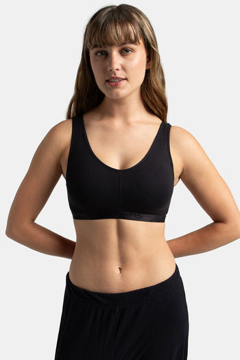 Buy Jockey Es04 Women Wirefree Padded Full Coverage Sleep Bra With  Removable Pads White online