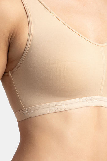 Buy Jockey ES04 Wirefree Padded Full Coverage Sleep Bra with Removable Pads  - Skin at Rs.749 online