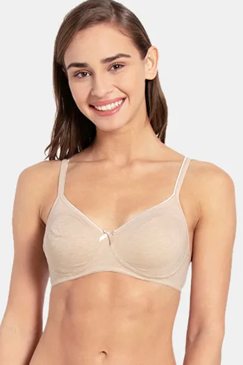 Buy Women's Wirefree Non Padded Super Combed Cotton Elastane Stretch Medium  Coverage Everyday Bra with Concealed Shaper Panel and Adjustable Straps -  Skin 1722