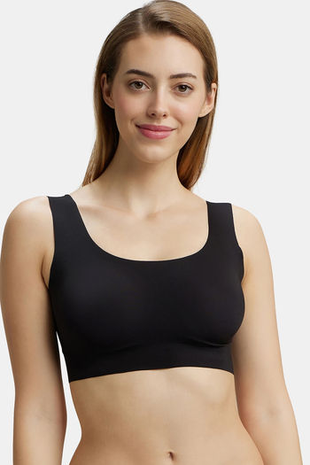 Buy Jockey 1839 Wirefree Padded Full Coverage Lounge Bra with Removable Pads - Black