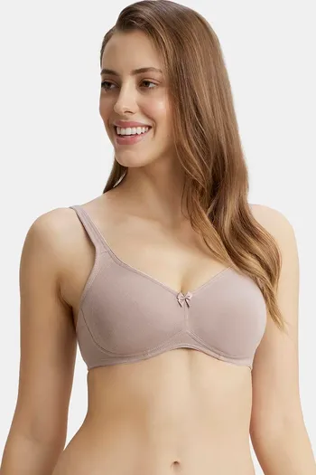 Women's Wirefree Non Padded Super Combed Cotton Elastane Stretch Full  Coverage Everyday Bra with Contoured Shaper Panel and Adjustable Straps -  Candy