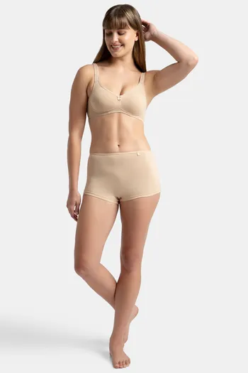 Women's Wirefree Non Padded Super Combed Cotton Elastane Stretch Full  Coverage Everyday Bra with Contoured Shaper Panel and Adjustable Straps -  Mocha