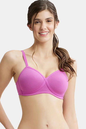 Buy Jockey Es04 Women Wirefree Padded Full Coverage Sleep Bra With  Removable Pads Pink Online