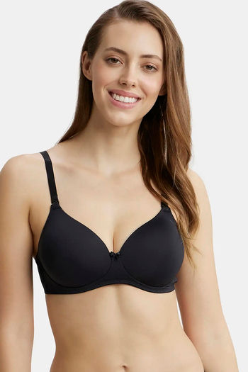 Buy Jockey High Coverage Underwired T Shirt Bra- Black at Rs.799 online