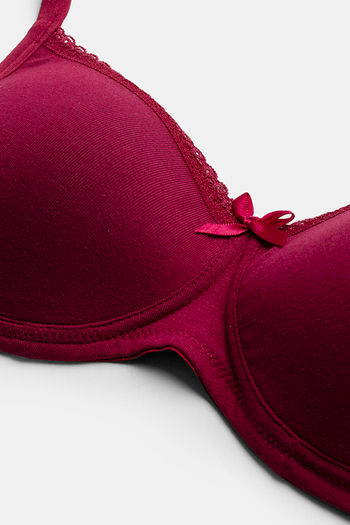 Buy Jockey Padded Non-Wired Medium Coverage T-Shirt Bra - Beet Red