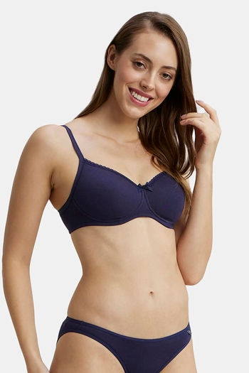 Buy Jockey Padded Non-Wired Medium Coverage T-Shirt Bra - Classic Navy at  Rs.799 online