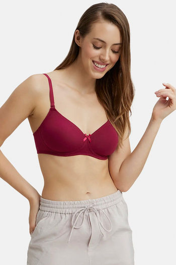 Buy Jockey Padded Non-Wired Medium Coverage T-Shirt Bra - Beet Red