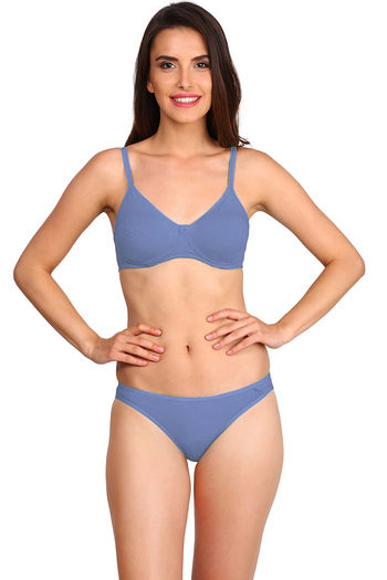 Buy Jockey Double Layered Wirefree Shaper Bra - Blue at Rs.579 online