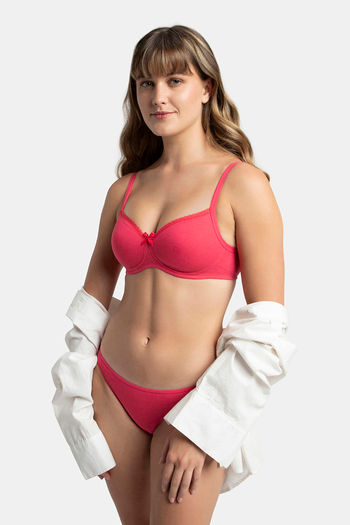 Buy Jockey Pink Wirefree Padded Cotton Stretch Medium Coverage T Shirt Bra  1723 0105 - Bra for Women 1376781
