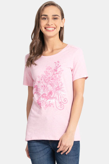 Buy Jockey Relaxed T-Shirt - Pink Lady Melange Print048