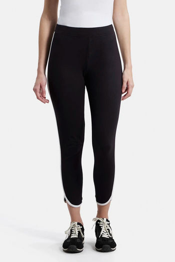 Women's Super Combed Cotton Elastane Stretch Yoga Pants with Side Zipper  Pockets - Navy Blazer