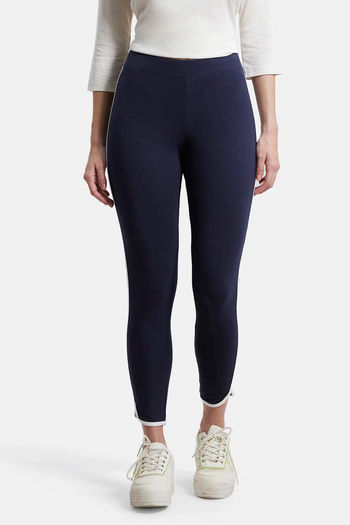Blue dark melange Jersey leggings with regular waist. - Buy Online |  Terranova
