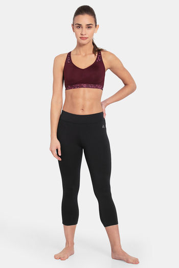 Buy Jockey Quick Drying Medium Impact Sports Bra - Wine Assorted Prints at  Rs.1199 online