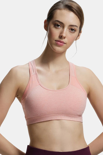 Buy Lavos Women Coral Pink Bamboo Cotton and Lycra Sports Bra