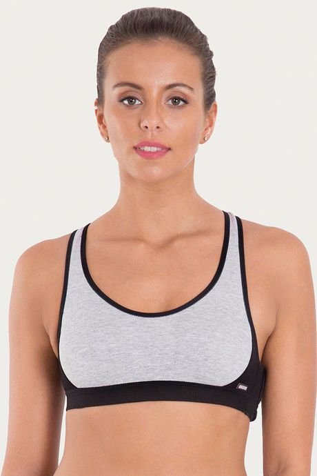 Buy Jockey Low Impact Padded Sports Bra - Light Grey Melange at Rs.799  online