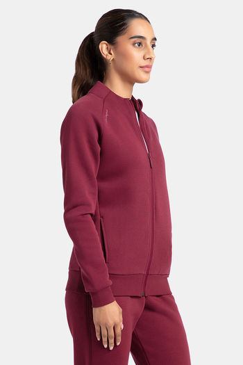 Jockey Super Combed Cotton Rich Fleece Fabric Contour Jacket Maroon Banner