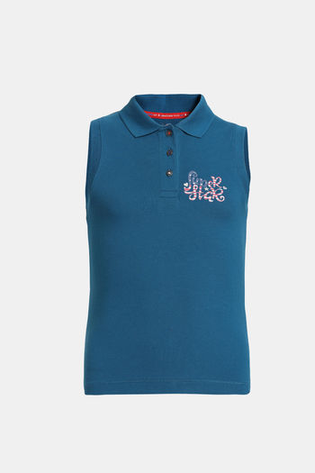 Buy Jockey Girls Cotton Top - Maxi Blue
