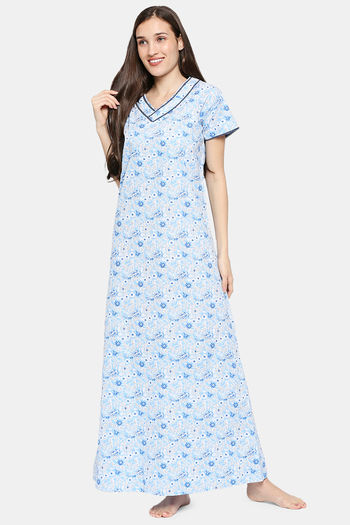 Buy XIN Polyester Cotton Nightdress Blue at Rs.1399 online Nightwear online