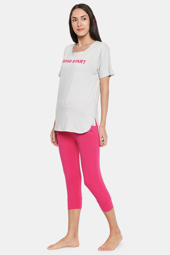 Buy Zelocity Mid Rise Cotton Leggings - Rose Melange at Rs.583