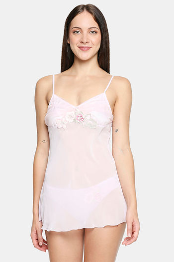 Buy XIN Polyester Babydoll with Thong - Lavender