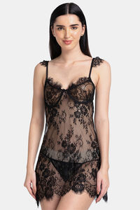 Buy XIN Lace Babydoll With Thongs - Black