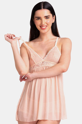 Buy XIN Lace Babydoll With Thongs - Peach