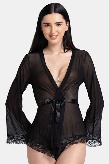 Buy XIN Lace Babydoll With Thong - Black