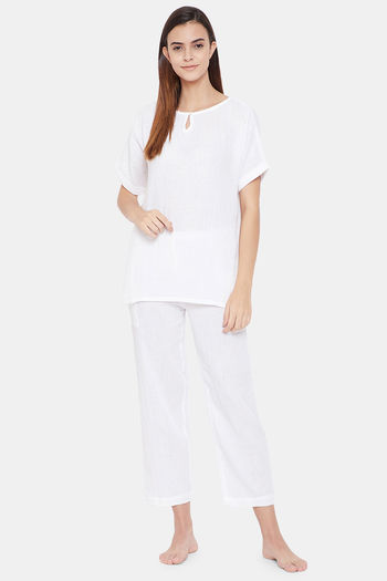 White company cotton pyjamas hot sale